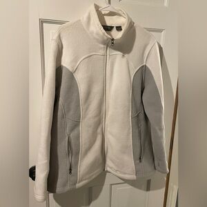 Eddie Bauer Women’s White and Gray Fleece Jacket - XXL